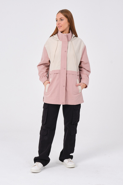 PIQUE Powder Colored Hooded Women's Coat - Idil Lined