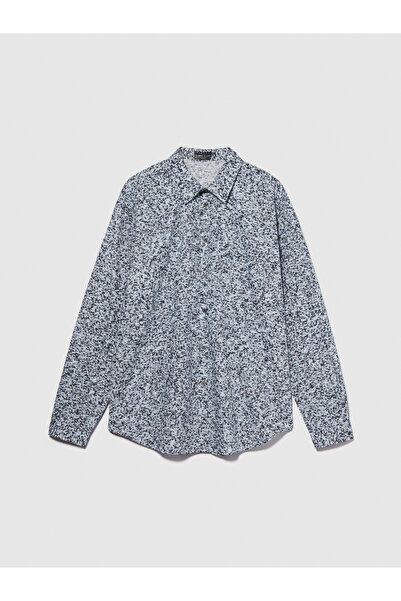 Sisley Ανδρικό πουκάμισο με μπλε σχέδιο 100% βαμβάκι Regular Fit - Πλισέ πίσω μέρος