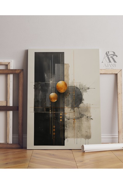 AR AJANS KANVAS TABLO Pictură decorativă abstractă pe pânză Globuri de aur