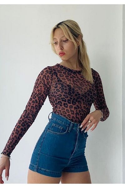 Qvien Secret Γυναικεία καθημερινή μπλούζα με σχέδιο Leopard
