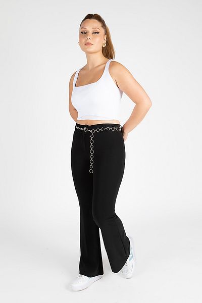 Giyim Dünyası Black Spanish Trousers - Women's Chain Belt