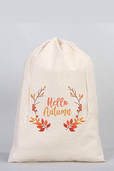 Florence Event Hello Autumn Printed 100% Cotton Raw Cloth Pouch 30x40 Cm