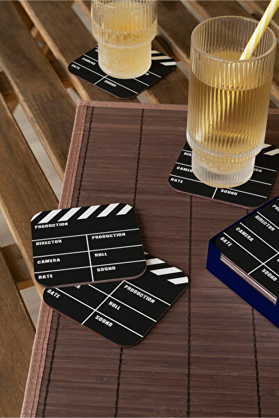 UNT مجموعة من 6 أكواب خشبية تحت عنوان Clapperboard