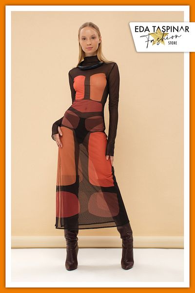 Eda Taşpınar Transparent Chiffon Dress