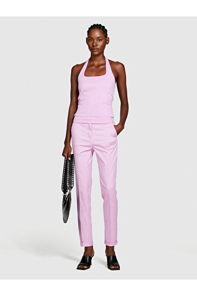 Sisley Lilac Pocket Stretch Cotton Women's Cigarette Pants