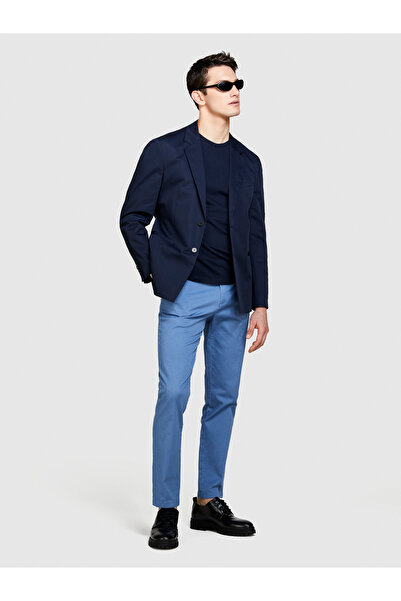 Sisley Сини мъжки панталони от еластичен памук с тясна кройка - Aviator