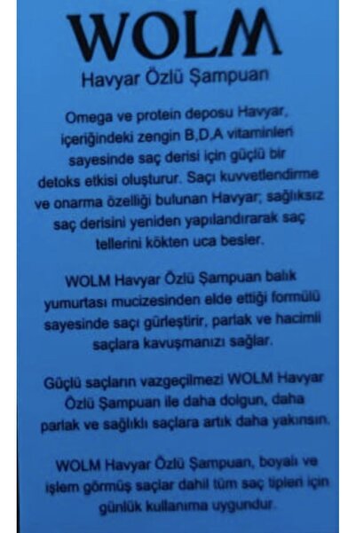 WOLM 1000 ml Caviar Essence Hair Care and Renewal Shampoo - Omega and Protein Depot Helps Hair Growth