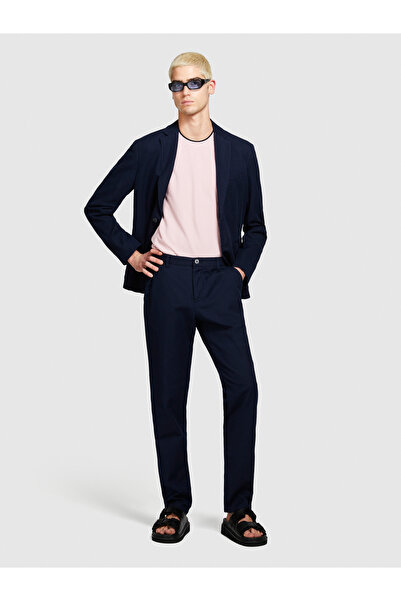 Sisley Men's Slim Fit Navy Blue Cotton Trousers - Comfort