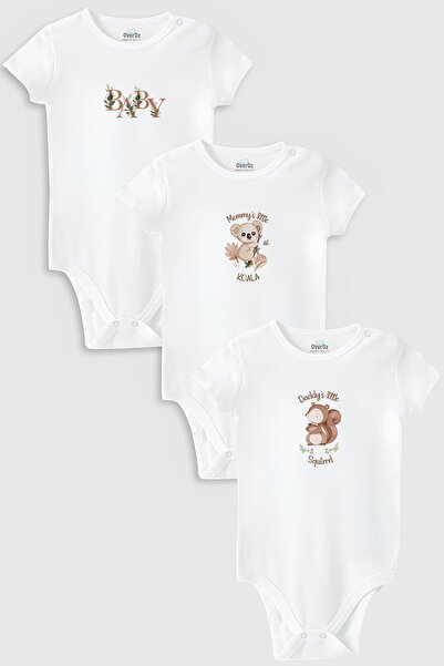 Overoz Organic 100% Cotton Special Design Koala Squirrel Baby 3-Piece Body Se...