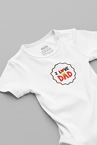 Overoz بدلة أطفال من القطن العضوي مطبوع عليها عبارة "I Love Dad Dad" - بدلة أ...