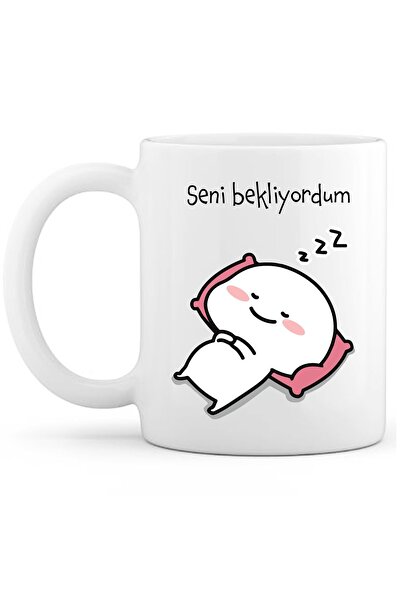 OXVİN كوب قهوة مطبوع عليه عبارة "أنا أتوقعك" من البورسلين (مفرد)