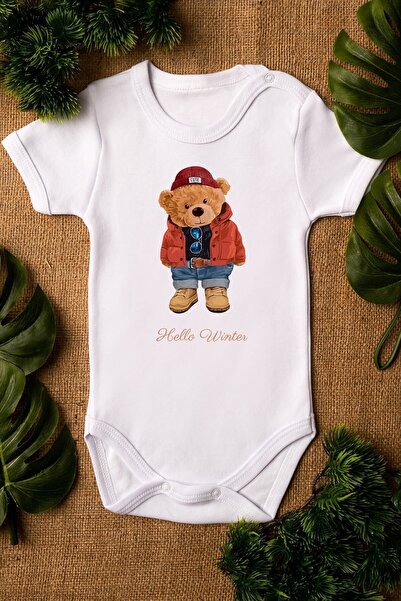 Overoz Hello Winter - بدلة أطفال تيدي بير مصنوعة من القطن العضوي بنسبة 100%، ...