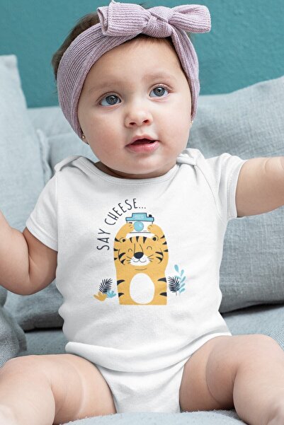 Overoz Tiger Tiger Printed Organic Baby Bodysuit - 100% Cotton, Snapback Body...