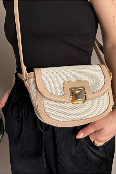 Yuka Atelier Mia Mini platnena torba za rame - detalji od kože
