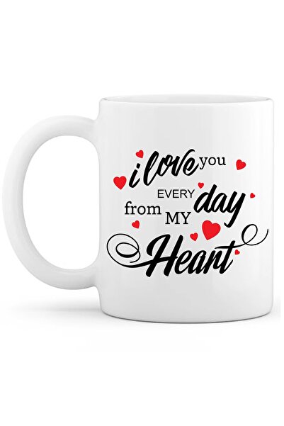 OXVİN كوب قهوة مكتوب عليه عبارة "أحبك" إصدار خاص (مفرد) من البورسلين