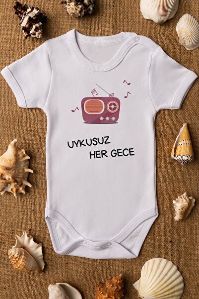 Overoz بدلة أطفال مصنوعة من القطن العضوي بنسبة 100% مطبوعة كل ليلة - Zıbın 5049