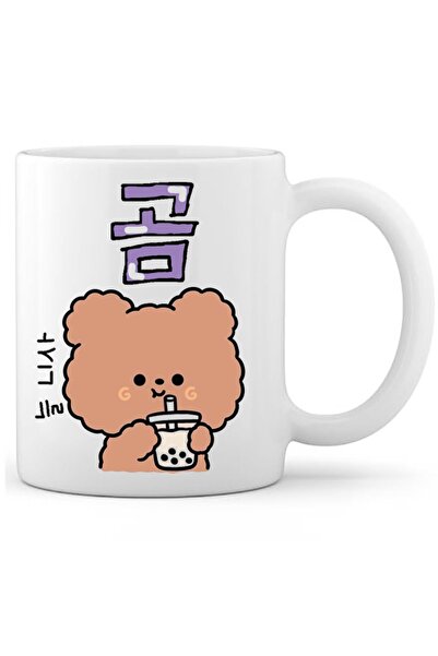 OXVİN كوب قهوة كوري من تيدي بير، كوب Harajuku Anime K-pop (مفرد)