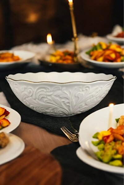 Digithome Rosen Porcelain Round Bowl 24 Cm Gold Gilt – Srn-24 C320.045