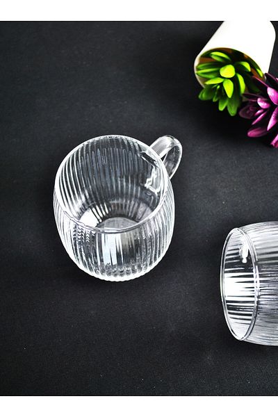Purelegant 395 ML Borosilicate Glass Mug - Cup with Handle Tea Coffee Soft Drink Cup