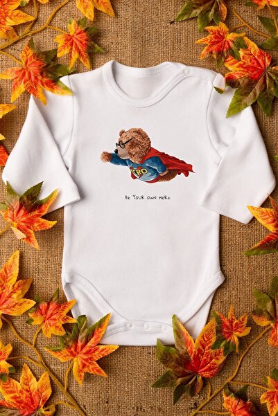 Overoz سوبر هيرو تيدي بير - 100% قطن عضوي، كم طويل، بدلة أطفال بادي 5365