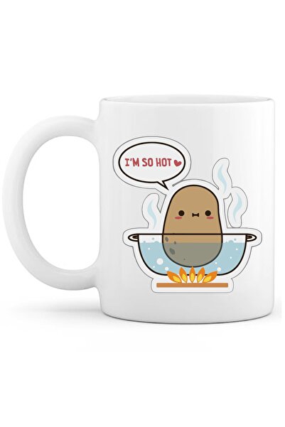 OXVİN I'M SO HOT كوب قهوة مكتوب بطباعة خاصة (مفرد) بورسلين