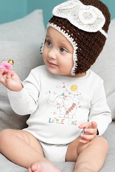 Overoz بدلة أطفال من القطن العضوي بطبعة فيل من Little One - بأكمام طويلة، بدل...