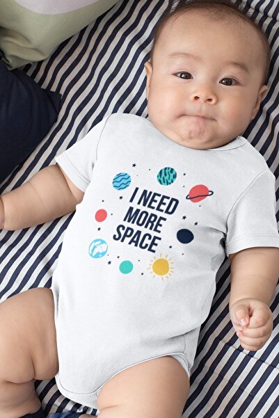 Overoz I Need More Space Printed Baby Bodysuit - 100% Cotton, Snap Jumpsuit 5449
