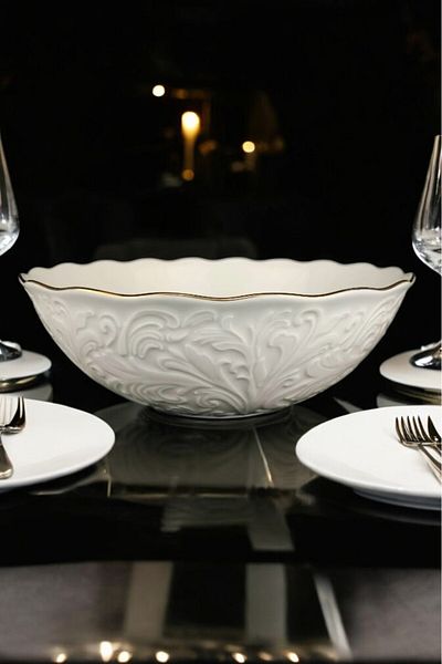 Digithome Rosen Porcelain Round Bowl 24 Cm Gold Gilt – Srn-24 C320.045