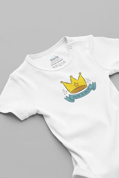 Overoz Organic 100% Cotton King Dad Dad Printed Baby Bodysuit with Snaps Body...