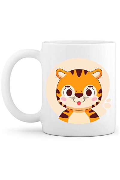 OXVİN Tiger Printed Special Coffee Cup (Single) Porcelain