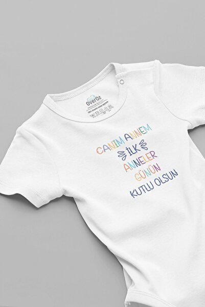 Overoz Organik %100 Pamuk Özel Tasarım Anneler Günü Baskılı Bebek Body Çıtçıt...