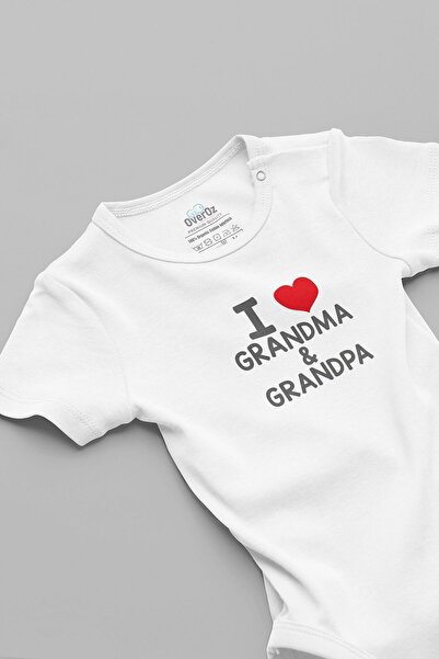 Overoz بدلة أطفال عضوية مكتوب عليها "I Love Grandma and Grandpa" - 100% قطن، ...
