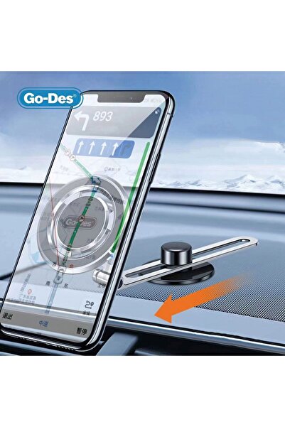 Go-Des Araba Araç Içi Telefon Tutucu Go Des Gd-hd912 Magnetik Dönebilen Torpido Üstü Düz Zemin Tasarım