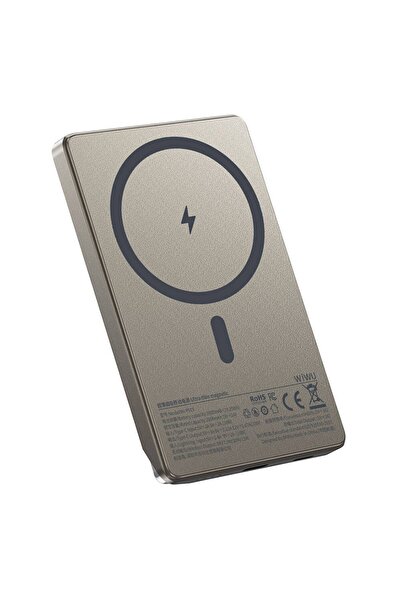 WIWU İphone 16 Seri Çöl Gold Led Göstergeli Wireless Magsafe Powerbank 15w 5000mah Wi-p019