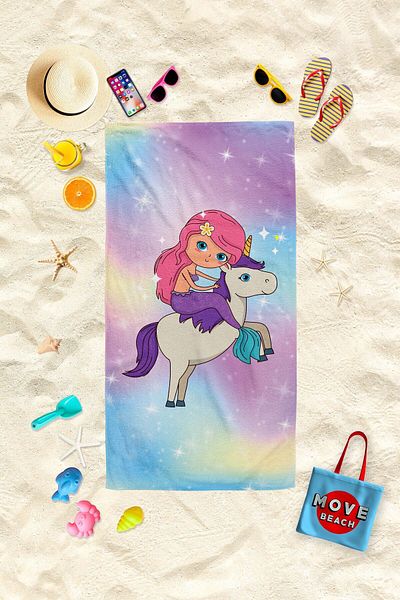MoveBeach Παιδική πετσέτα θαλάσσης με σχέδιο Unicorn, Πετσέτα μπάνιου