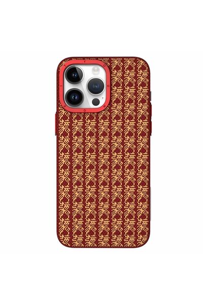 Youngkit iPhone 14 Pro Max Uyumlu Kılıf Magsafe Kevlar 1500D Youngkit Auspicious Loong Serisi Kırmızı