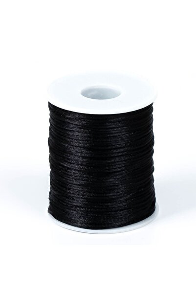 yfhobi 10 Metre - 1 Mm Floş Ip, Bileklik Ipi, Sıçan Kuyruğu Ip, Siyah Renkli, Takı Ipi