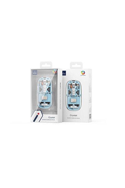 WIWU Bluetooth Kablosuz Mouse Wiwu WM105 Crystal RGB Led Işıklandırmalı Şeffaf Tasarım 2400 Dpi Gri