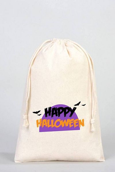 Florence Event Happy Halloween Printed 100% Cotton Raw Cloth Pouch 20x30 Cm