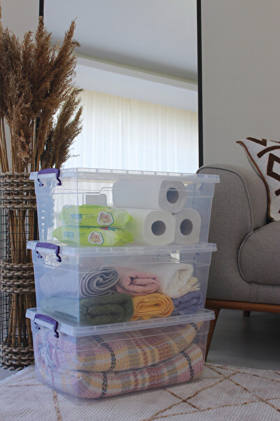 TAKYAKA Plastik Kilitli Kapaklı Yatay Saklama Ve Erzak Kabı 20 Litre Plastik ...