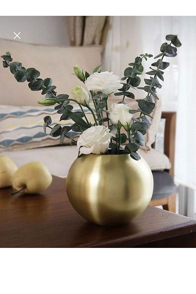Lui Tasarım Gold Glass - Vase and Artificial Flower Arrangement