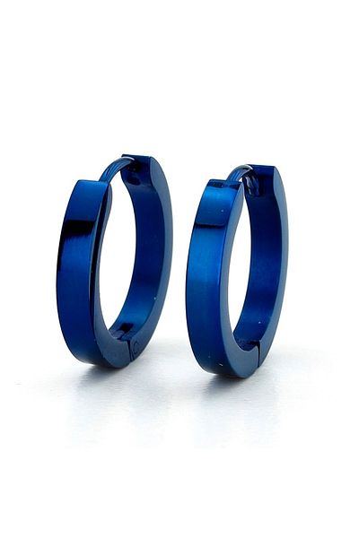Solfera 19mm Cut Blue Hoop - Stainless Steel Earrings for Women and Men Er123