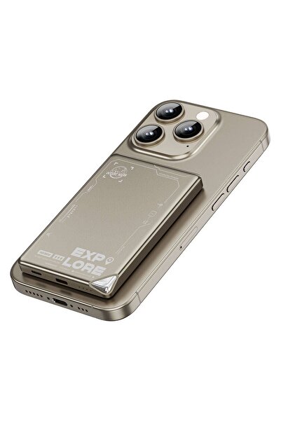 WIWU İphone 16 Seri Çöl Gold Led Göstergeli Wireless Magsafe Powerbank 15w 5000mah Wi-p019