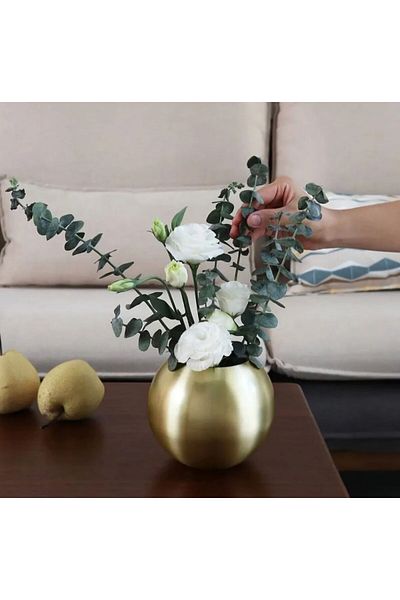Lui Tasarım Gold Glass - Vase and Artificial Flower Arrangement