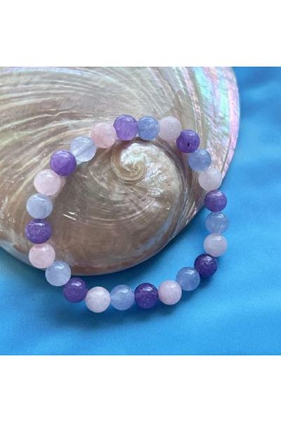 eHediyecim 3-Pack Healing Bracelet - Amethyst & Pink Quartz & Acuamarin & Crystal Quartz