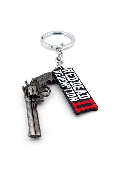 Solfera Red Dead Redemption RDR2 - Revolver Pistol and Hexagons Keychain KC136