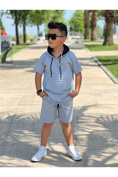 ixoskids club Boy's Summer Ribbed Shorts Set - Minah-07120013