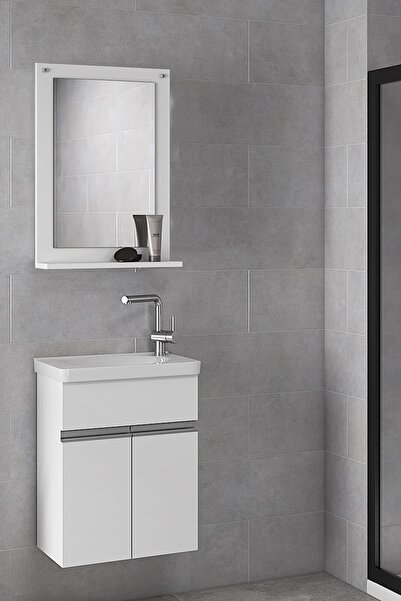 Alfa Banyo Miniço-b Ebeveyn 45 Cm X 28 Cm Aynalı Seramik Lavabolu Mdf Banyo Dolabı Seti**hazır Kurulu**