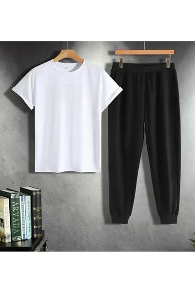 EYAX MODA Unisex Crew Neck T-shirt and Jogger Sweatpants Set