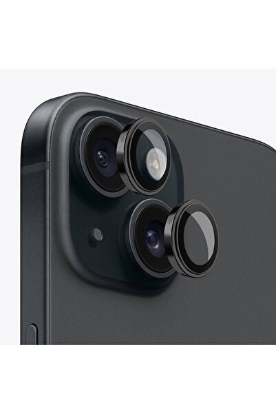 WIWU iPhone 15 Uyumlu Wiwu Lens Guard Metal Kamera Lens Koruyucu Siyah
